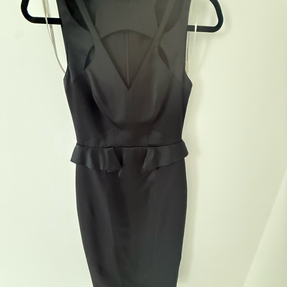 Karen Millen Black Sleeveless Peplum Midi Dress